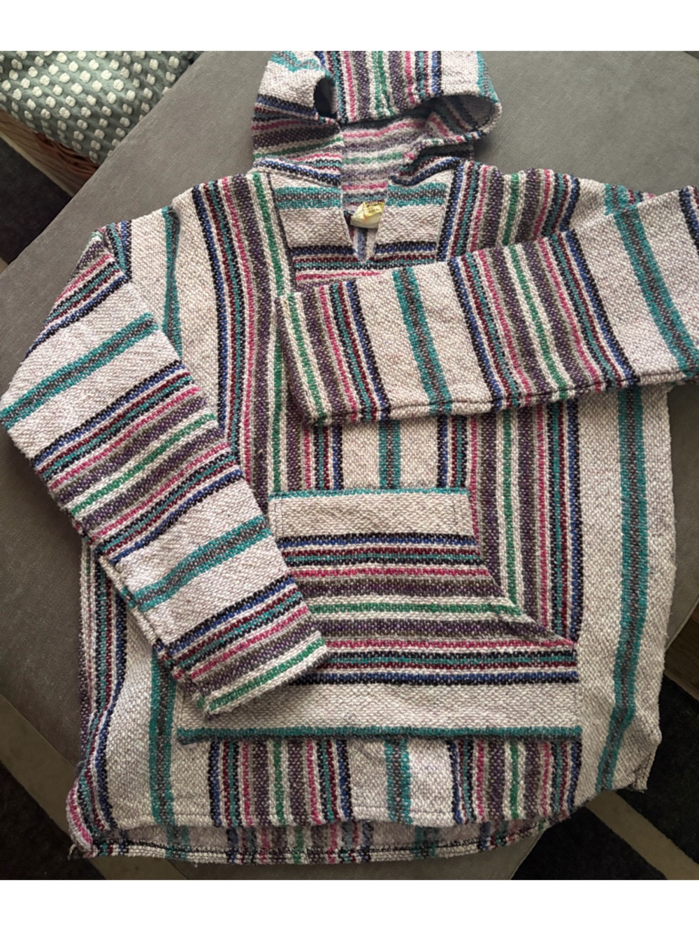 Striped Knit Pullover Sweater in Cream, Teal & Pink